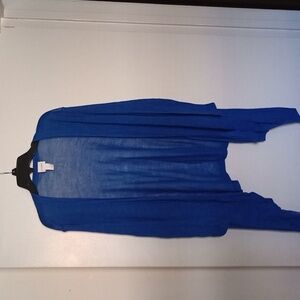Chico's Blue Rayon Open Front Knit Cardigan Grandpa corp Grandma Corp